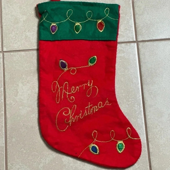 Holiday Red Christmas Stocking Decor - Picture 1 of 5